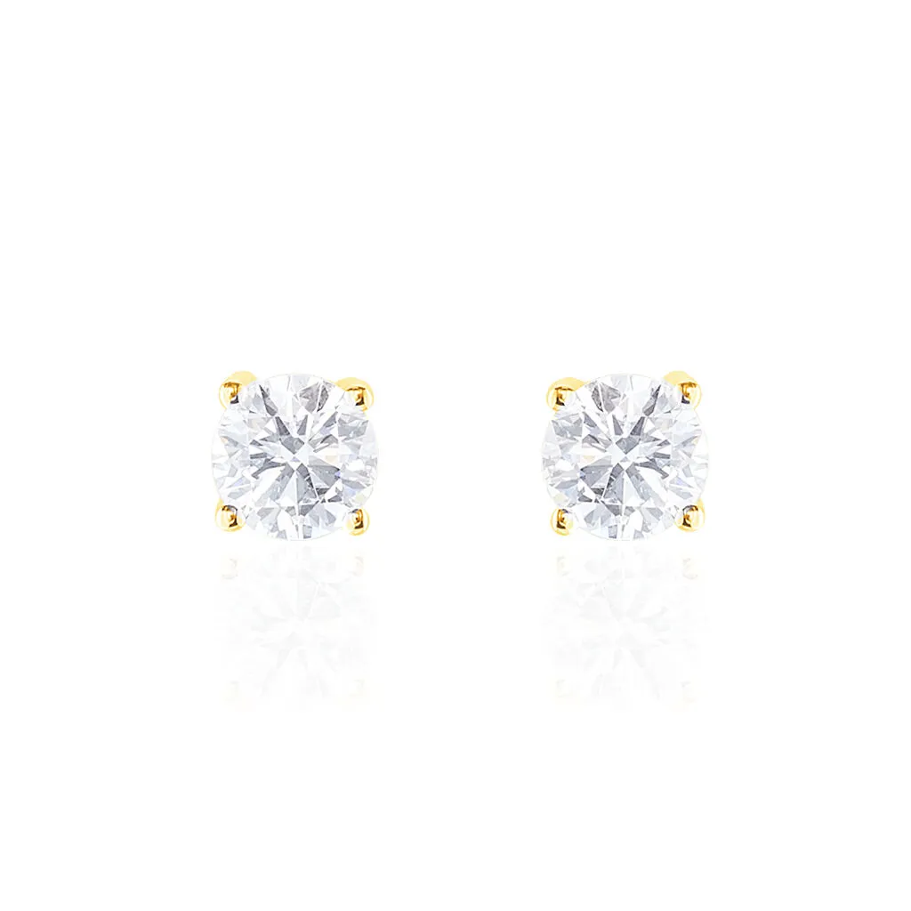Histoire D'Or Boucles D'oreilles Puces 4 Griffes Or Jaune Diamant Synthetique 1 Histoire D'Or Boucles D'oreilles Puces 4 Griffes Or Jaune Diamant Synthetique