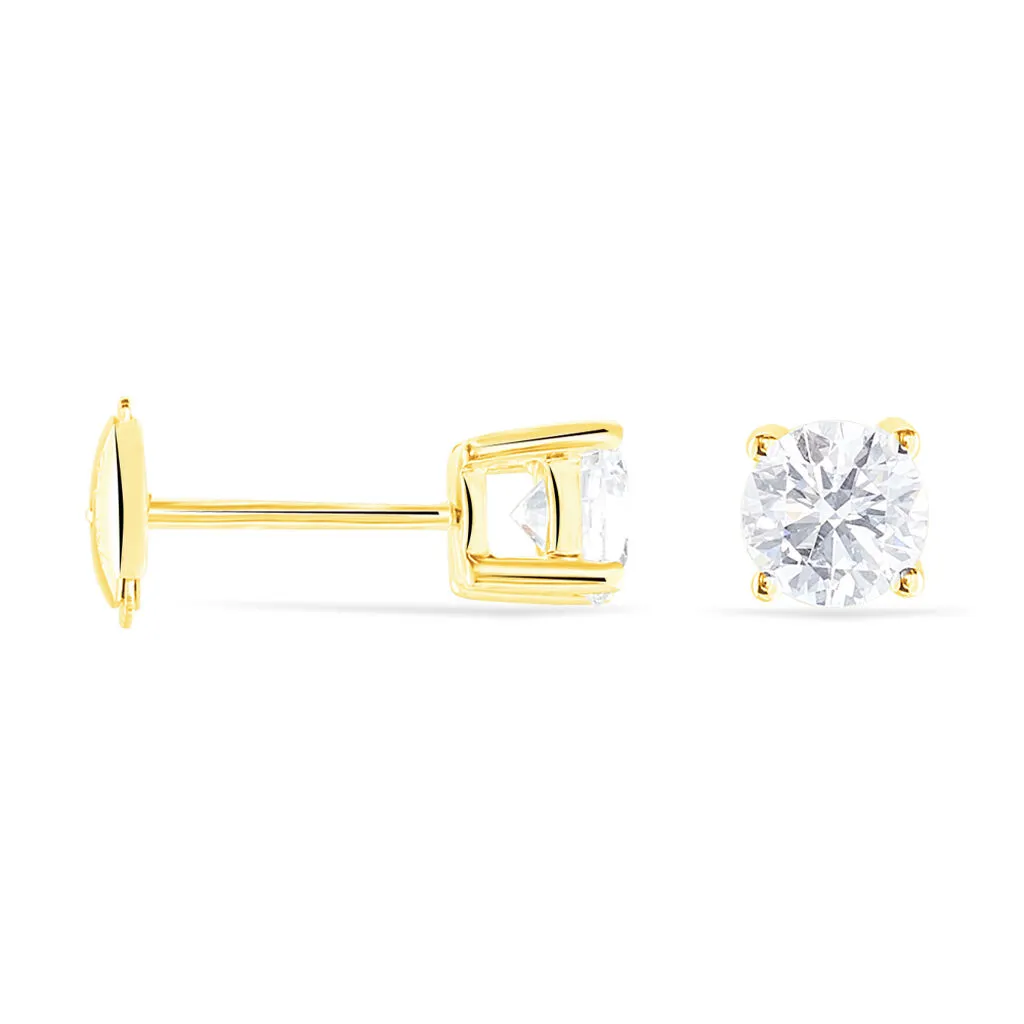 Histoire D'Or Boucles D'oreilles Puces 4 Griffes Or Jaune Diamant Synthetique 2 Histoire D'Or Boucles D'oreilles Puces 4 Griffes Or Jaune Diamant Synthetique – Image 2