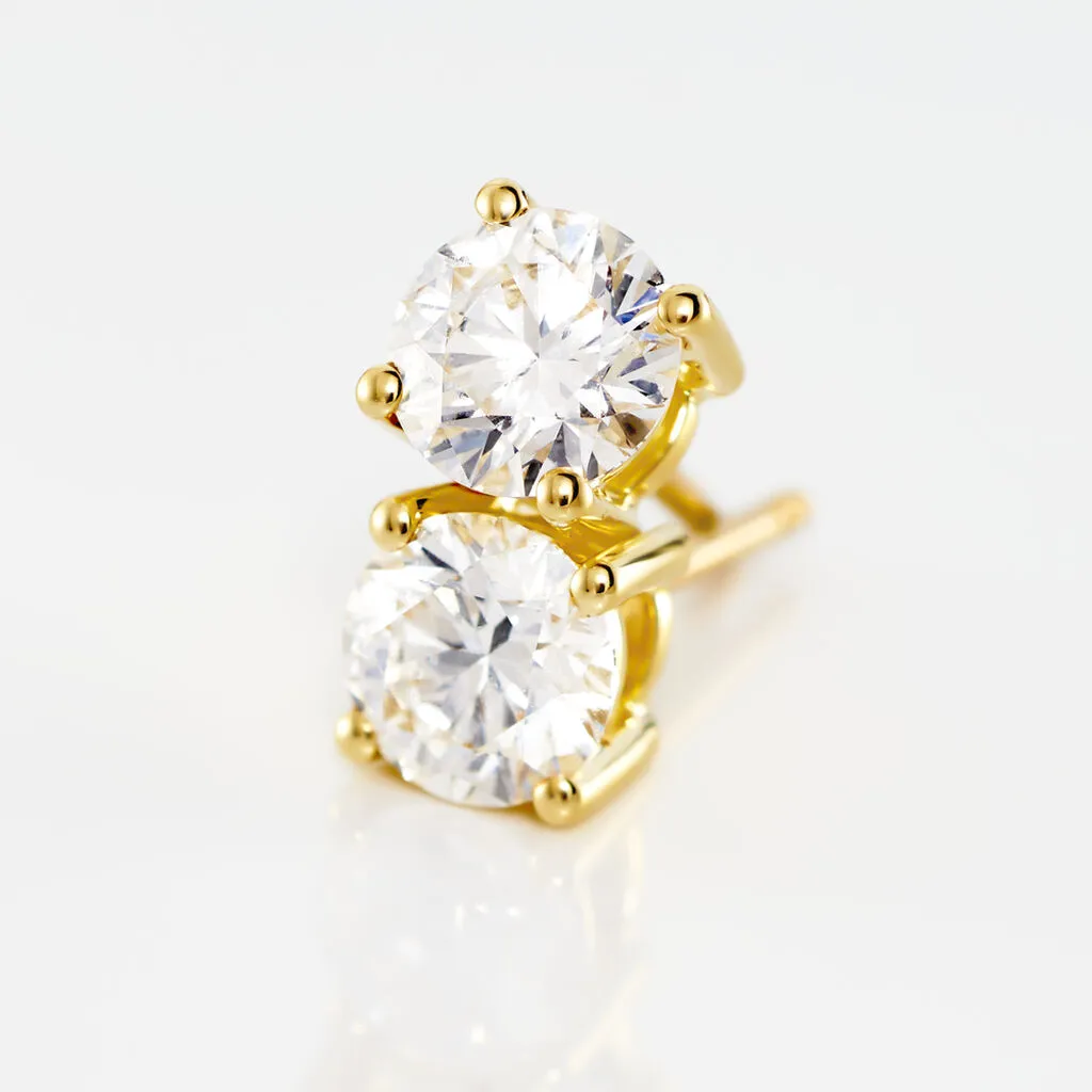 Histoire D'Or Boucles D'oreilles Puces 4 Griffes Or Jaune Diamant Synthetique 3 Histoire D'Or Boucles D'oreilles Puces 4 Griffes Or Jaune Diamant Synthetique – Image 3