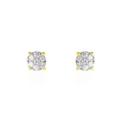 Histoire D'Or Boucles D'oreilles Puces Charlene Or Jaune Diamant Synthetique
