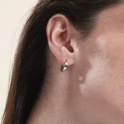 Histoire D'Or Créoles Argent Blanc Eleanora -Boucles d'oreilles pendantes Soldes Boutique FAOFAW0003 model0