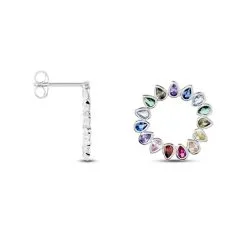 Histoire D'Or Boucles D'oreilles Puces Argent Blanc Ethem Oxydes Spinelles -Boucles d'oreilles pendantes Soldes Boutique FAOFBAD001 view1