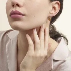 Histoire D'Or Boucles D'oreilles Argent Blanc Ilena Ambre -Boucles d'oreilles pendantes Soldes Boutique FAOFBIM155 model0