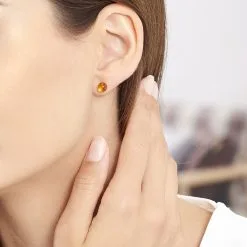 Histoire D'Or Boucles D'oreilles Puces Brunhild Argent Blanc Ambre -Boucles d'oreilles pendantes Soldes Boutique FAOFBIY110 model0