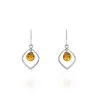 Histoire D'Or Boucles D'oreilles Pendantes Iva Argent Blanc Ambre