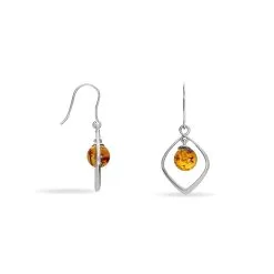 Histoire D'Or Boucles D'oreilles Pendantes Iva Argent Blanc Ambre -Boucles d'oreilles pendantes Soldes Boutique FAOFBIY168 view1