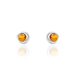 Histoire D'Or Boucles D'oreilles Argent Blanc Franjo Ambre