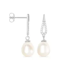 Histoire D'Or Boucles D'oreilles Pendantes Ludy Argent Perle De Culture Et Oxyde -Boucles d'oreilles pendantes Soldes Boutique FAOFBU2055 view1