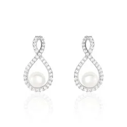 Histoire D'Or Boucles D'oreilles Pendantes Saja Argent Perle De Culture Et Oxyde