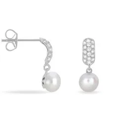 Histoire D'Or Boucles D'oreilles Pendantes Providence Argent Perle De Culture Oxyde -Boucles d'oreilles pendantes Soldes Boutique FAOFBU2091 view1