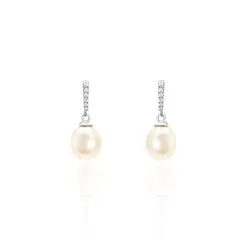 Histoire D'Or Boucles D'oreilles Pendantes Coria Argent Perle De Culture Et Oxyde