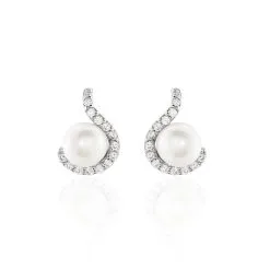 Histoire D'Or Boucles D'oreilles Pendantes Marsia Argent Blanc Perle De Culture