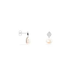Histoire D'Or Boucles D'oreilles Pendantes Shirine Argent Perle De Culture Et Oxyde -Boucles d'oreilles pendantes Soldes Boutique FAOFBU2131 view1