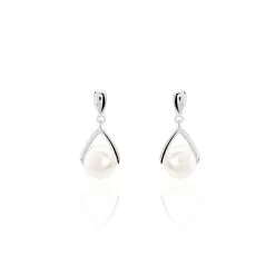 Histoire D'Or Boucles D'oreilles Pendantes Adelina Argent Blanc Perle De Culture