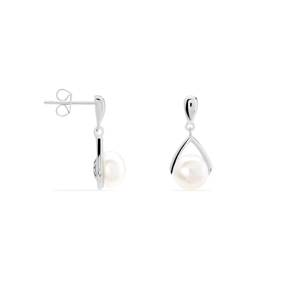 Histoire D'Or Boucles D'oreilles Pendantes Adelina Argent Blanc Perle De Culture 2 Histoire D'Or Boucles D'oreilles Pendantes Adelina Argent Blanc Perle De Culture – Image 2
