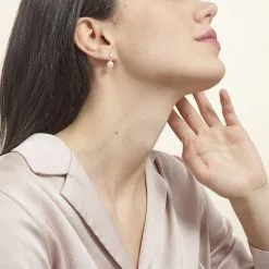 Histoire D'Or Boucles D'oreilles Pendantes Melya Argent Perle De Culture Et Oxyde -Boucles d'oreilles pendantes Soldes Boutique FAOFBU2136 model0