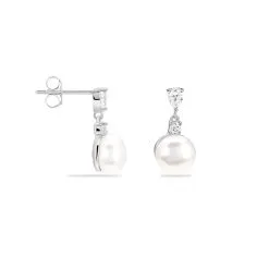 Histoire D'Or Boucles D'oreilles Pendantes Melya Argent Perle De Culture Et Oxyde -Boucles d'oreilles pendantes Soldes Boutique FAOFBU2136 view1
