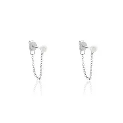 Histoire D'Or Boucles D'oreilles Pendantes Argent Blanc Leent Perles De Culture