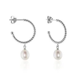 Histoire D'Or Créoles Victrice Argent Perle De Culture