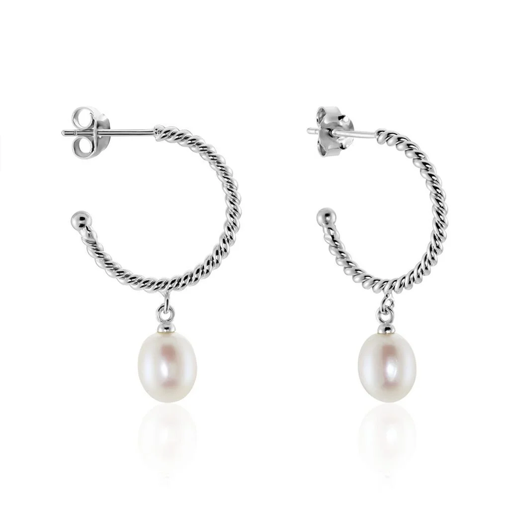 Histoire D'Or Créoles Victrice Argent Perle De Culture 1 Histoire D'Or Créoles Victrice Argent Perle De Culture