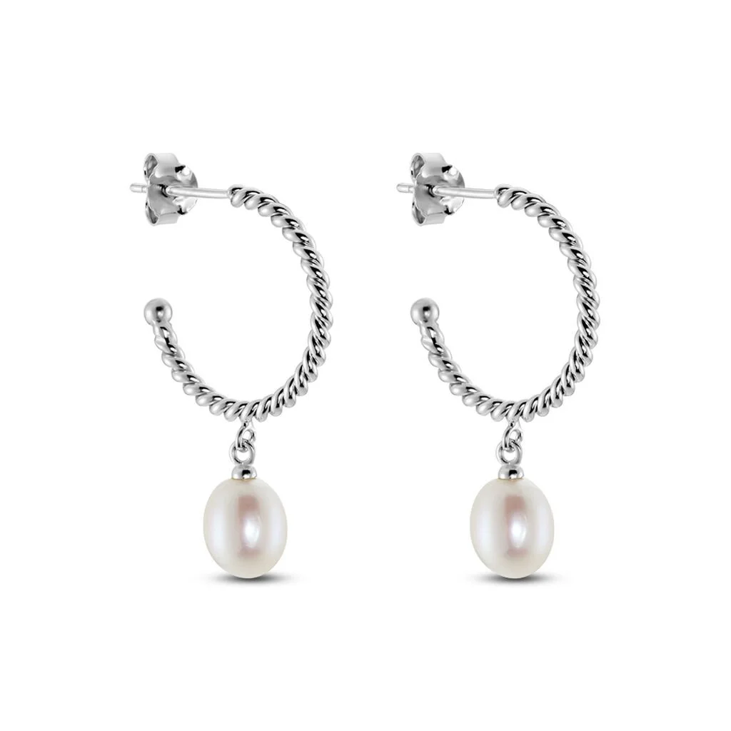 Histoire D'Or Créoles Victrice Argent Perle De Culture 2 Histoire D'Or Créoles Victrice Argent Perle De Culture – Image 2