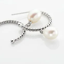 Histoire D'Or Créoles Victrice Argent Perle De Culture 6 Histoire D'Or Créoles Victrice Argent Perle De Culture -Boucles d'oreilles pendantes Soldes Boutique FAOFBUW128 view2