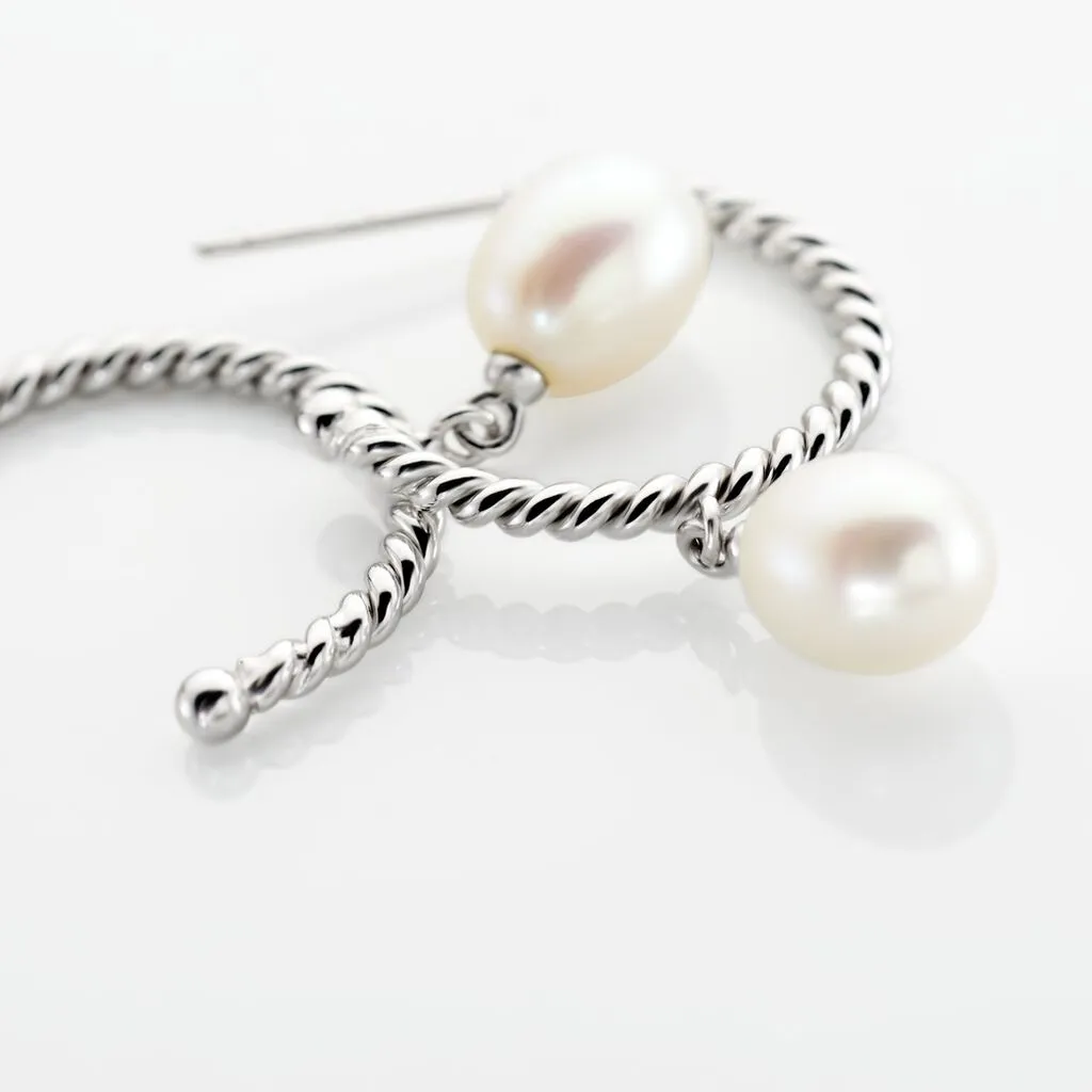 Histoire D'Or Créoles Victrice Argent Perle De Culture 3 Histoire D'Or Créoles Victrice Argent Perle De Culture – Image 3