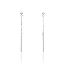 Histoire D'Or Boucles D'oreilles Pendantes Katell Argent Blanc
