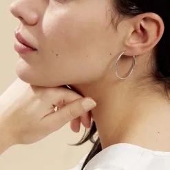 Histoire D'Or Créoles Argent Blanc Agathe -Boucles d'oreilles pendantes Soldes Boutique FAOFBW00C5 model0