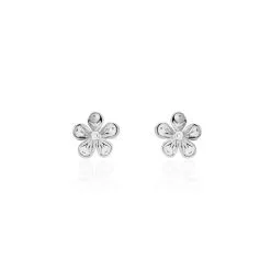 Histoire D'Or Boucles D'oreilles Puces Locmae Argent Blanc