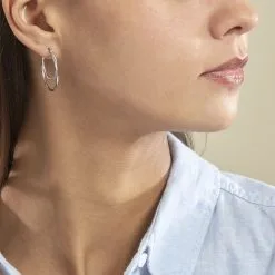 Histoire D'Or Créoles Argent Blanc Marjorie -Boucles d'oreilles pendantes Soldes Boutique FAOFBW00KS model0