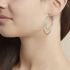 Histoire D'Or Créoles Argent Blanc Marjorie -Boucles d'oreilles pendantes Soldes Boutique FAOFBW00KW model0