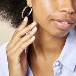 Histoire D'Or Créoles Argent Blanc Esmee -Boucles d'oreilles pendantes Soldes Boutique FAOFBW00NG model0