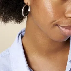 Histoire D'Or Créoles Argent Blanc Esmee -Boucles d'oreilles pendantes Soldes Boutique FAOFBW00NH model0