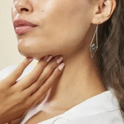 Histoire D'Or Boucles D'oreilles Pendantes Tylee Argent Blanc -Boucles d'oreilles pendantes Soldes Boutique FAOFBW00Q7 model0