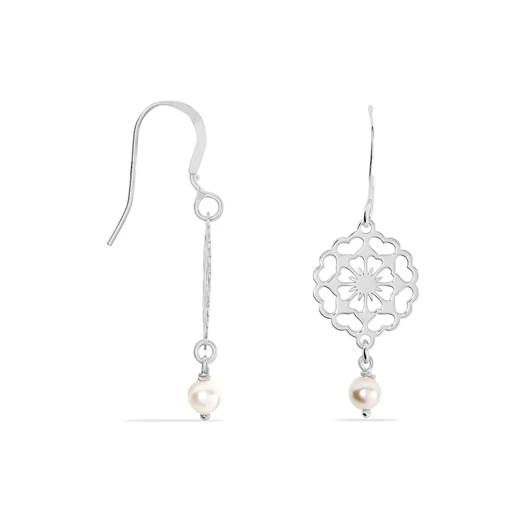 Histoire D'Or Boucles D'oreilles Pendantes Enaelle Argent Blanc Perle D'imitation 2 Histoire D'Or Boucles D'oreilles Pendantes Enaelle Argent Blanc Perle D'imitation – Image 2