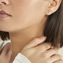 Histoire D'Or Boucles D'oreilles Puces Bridie Argent Blanc Pierre De Synthese -Boucles d'oreilles pendantes Soldes Boutique FAOFBXW195 model0