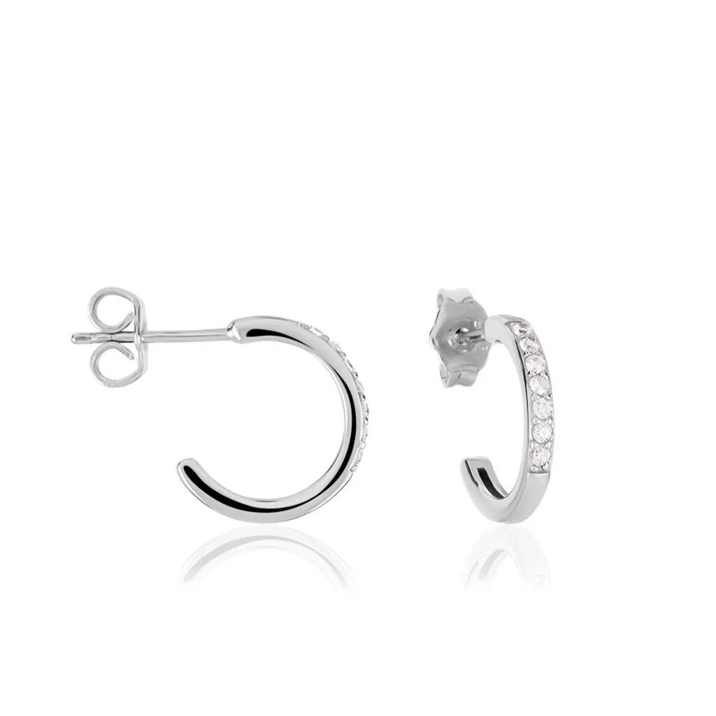 Histoire D'Or Créoles Argent Blanc Roshan Oxydes De Zirconium 1 Histoire D'Or Créoles Argent Blanc Roshan Oxydes De Zirconium