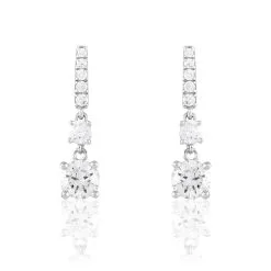 Histoire D'Or Boucles D'oreilles Pendantes Corianne Argent Blanc Oxyde De Zirconium
