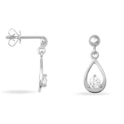 Histoire D'Or Boucles D'oreilles Puces Bethilda Argent Blanc Oxyde De Zirconium -Boucles d'oreilles pendantes Soldes Boutique FAOFBZW0KI view1