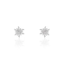 Histoire D'Or Boucles D'oreilles Puces Cyriac Argent Blanc Oxyde De Zirconium