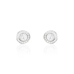 Histoire D'Or Boucles D'oreilles Puces Marquise Argent Blanc Oxyde De Zirconium