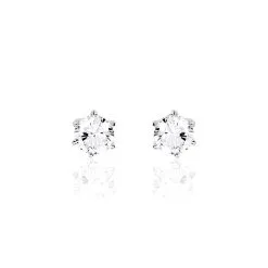 Histoire D'Or Boucles D'oreilles Puces Kylianna Argent Blanc Oxyde De Zirconium