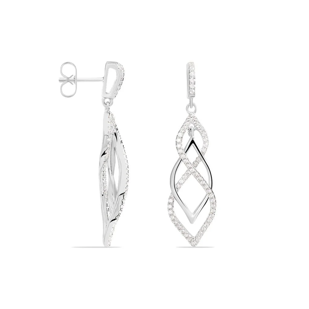 Histoire D'Or Boucles D'oreilles Pendantes Malika Argent Blanc Oxyde De Zirconium 2 Histoire D'Or Boucles D'oreilles Pendantes Malika Argent Blanc Oxyde De Zirconium – Image 2