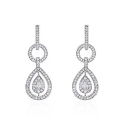 Histoire D'Or Boucles D'oreilles Pendantes Edward Argent Blanc Oxyde De Zirconium