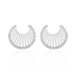 Histoire D'Or Créoles Feliz Rondes Argent Blanc Oxyde De Zirconium