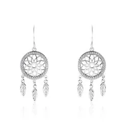 Histoire D'Or Boucles D'oreilles Pendantes Nemetona Argent Blanc Oxyde