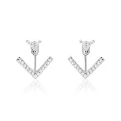 Histoire D'Or Boucles D'oreilles Puces Sabe Argent Blanc Oxyde