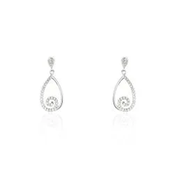Histoire D'Or Boucles D'oreilles Pendantes Argent Blanc Lavaratus Oxyde De Zirconium