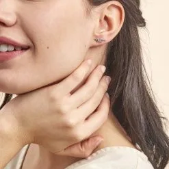 Histoire D'Or Boucles D'oreilles Puces Oya Argent Blanc Oxyde De Zirconium -Boucles d'oreilles pendantes Soldes Boutique FAOFBZW879 model0